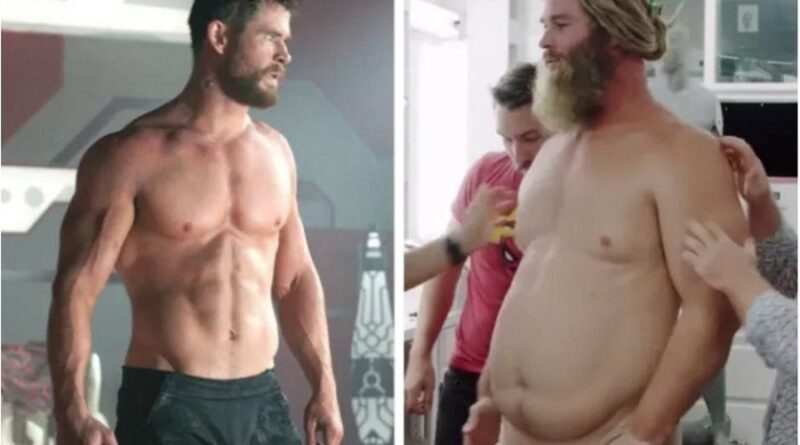 Transformación de Chris Hemsworth en Thor gordo Avengers Endgame